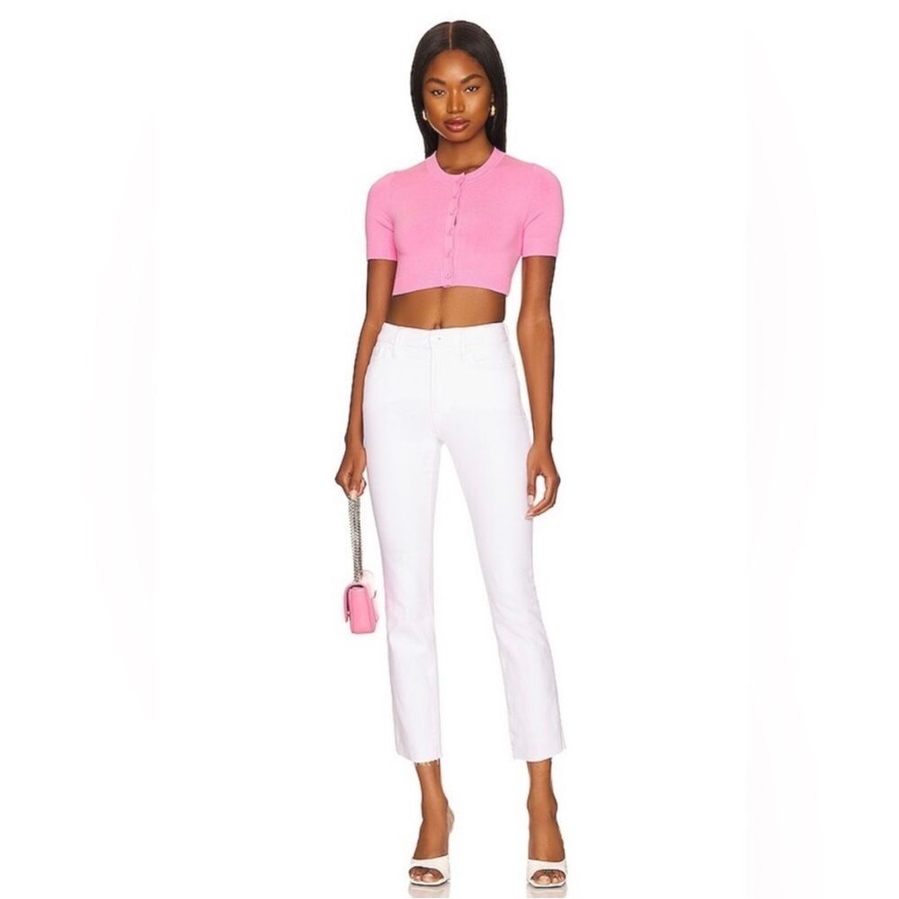 Good American Good Legs Straight High Waist Raw Hem Jeans in White037 30 NWT